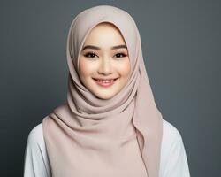 AI Generative Beautiful asian muslim girl wearing hijab photo