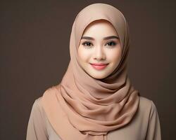 ai generativo hermosa asiático musulmán niña vistiendo hijab foto
