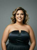 Ai generative Portrait of plus size beauty fashion model, background, banner with copy space text photo