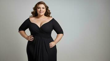 Ai generative Portrait of plus size beauty fashion model, background, banner with copy space text photo