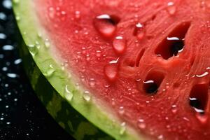 AI Generative image of juicy slice watermelon with water droplet photo