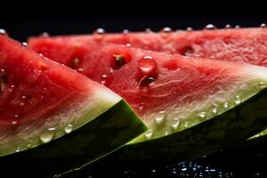 AI Generative image of juicy slice watermelon with water droplet photo