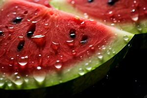 AI Generative image of juicy slice watermelon with water droplet photo