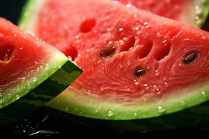 AI Generative image of juicy slice watermelon with water droplet photo