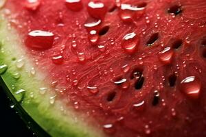 AI Generative image of juicy slice watermelon with water droplet photo