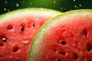 AI Generative image of juicy slice watermelon with water droplet photo