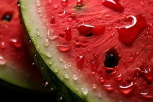 AI Generative image of juicy slice watermelon with water droplet photo