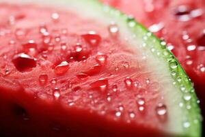 AI Generative image of juicy slice watermelon with water droplet photo