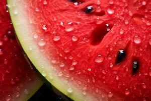 AI Generative image of juicy slice watermelon with water droplet photo