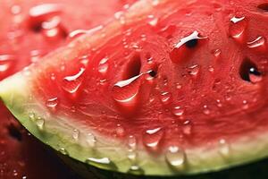AI Generative image of juicy slice watermelon with water droplet photo