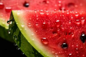 AI Generative image of juicy slice watermelon with water droplet photo