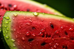 AI Generative image of juicy slice watermelon with water droplet photo