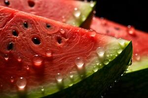 AI Generative image of juicy slice watermelon with water droplet photo