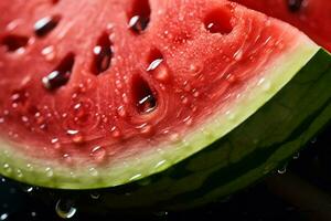 AI Generative image of juicy slice watermelon with water droplet photo