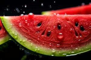 AI Generative image of juicy slice watermelon with water droplet photo