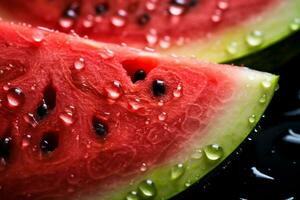 AI Generative image of juicy slice watermelon with water droplet photo