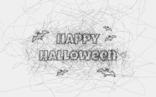 Happy Halloween design line art sketch and doodles banner design. This spooky sketch features bats, perfect for holiday decorations and banners. Not AI generated. vector