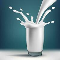 Milk splashing into a glass, capturing the essence of freshness and health. Ideal for dairy product branding. Not AI generated. vector