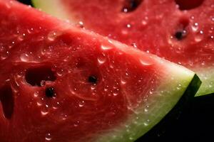 AI Generative image of juicy slice watermelon with water droplet photo