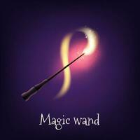 Realistic vector illustration of a wooden magician wand with sparkles. Magical and imaginative element adds a touch of wonder and creativity to your projects. Not AI generated.