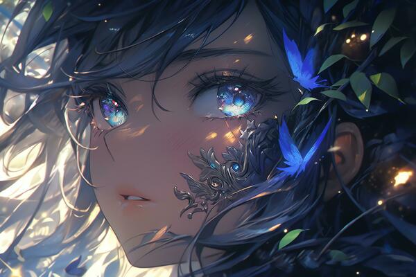 Anime Girl With Bright Eyes And A Long Dark Hair Background, Anime Girl  Profile Picture, Profile, Animal Background Image And Wallpaper for Free  Download