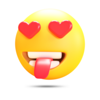 realistic 3d rendering love hearts eyes with tongue out emoji png