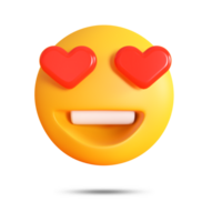 realistisk 3d tolkning kärlek hjärtan ögon emoji png