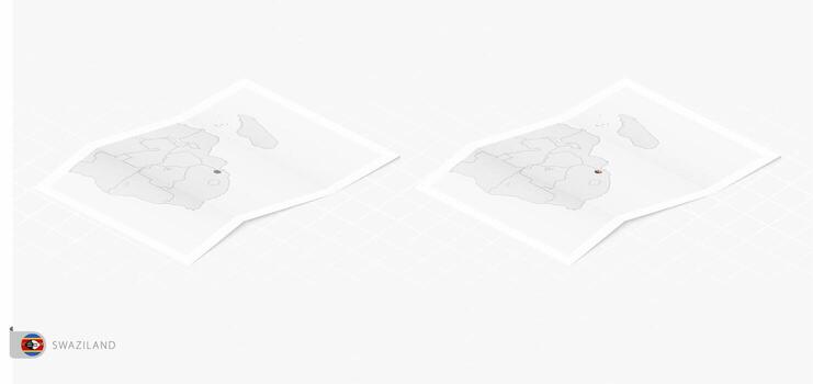 Set of two realistic map of Swaziland with shadow. The flag and map of Swaziland in isometric style. vector