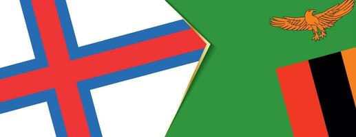 Faroe Islands and Zambia flags, two vector flags.