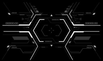 HUD sci-fi interface screen view white geometric on black design virtual reality futuristic technology creative display vector