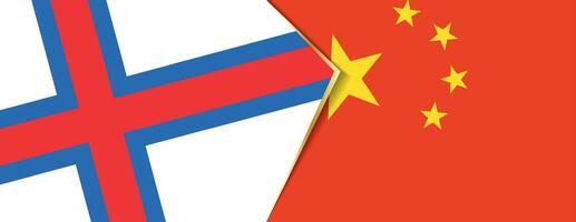 Faroe Islands and China flags, two vector flags.