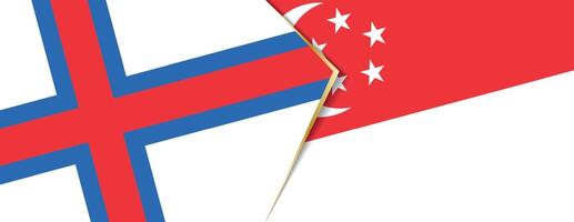 Faroe Islands and Singapore flags, two vector flags.