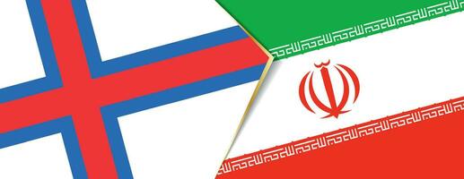 Faroe Islands and Iran flags, two vector flags.
