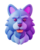 3d ilustración lobo cabeza png