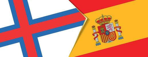 Faroe Islands and Spain flags, two vector flags.