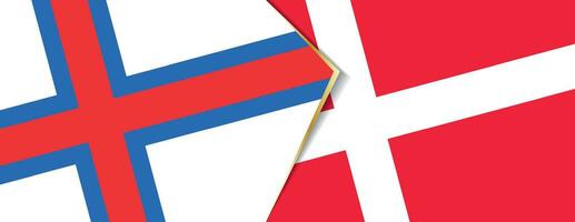 Faroe Islands and Denmark flags, two vector flags.