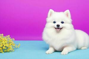 Photo of Pomeranian dog. AI Generative Pro Photo