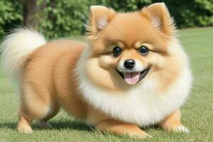 Photo of Pomeranian dog. AI Generative Pro Photo