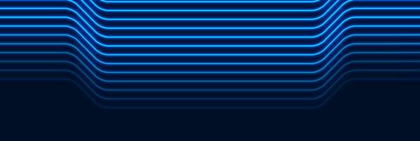 Blue neon curved lines abstract futuristic geometric background vector