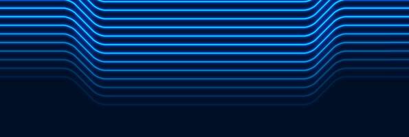 Blue neon curved lines abstract futuristic geometric background vector