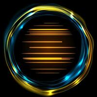 Glowing liquid rings and neon lines abstract background vector