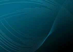 Dark blue neon wavy lines technology futuristic background vector