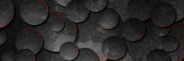 Black circles with red lines grunge abstract background vector