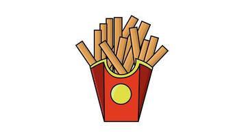 animated video of forming french fries on a white background