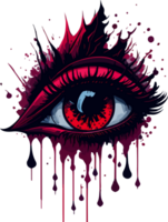 Red Dark Girl Eye Illustration with AI Generative png