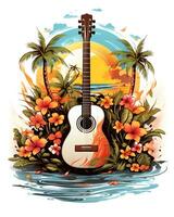 Digital Summer Beach Tshirt Design Illustration Art  Background photo