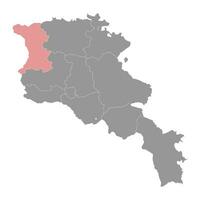 Shirak province map, administrative division of Armenia. vector