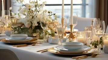 Elegant table setting with gold accents - sophisticated and chic photo