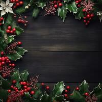 Christmas foliage border with space for text photo