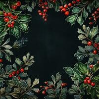 Christmas foliage border with space for text photo